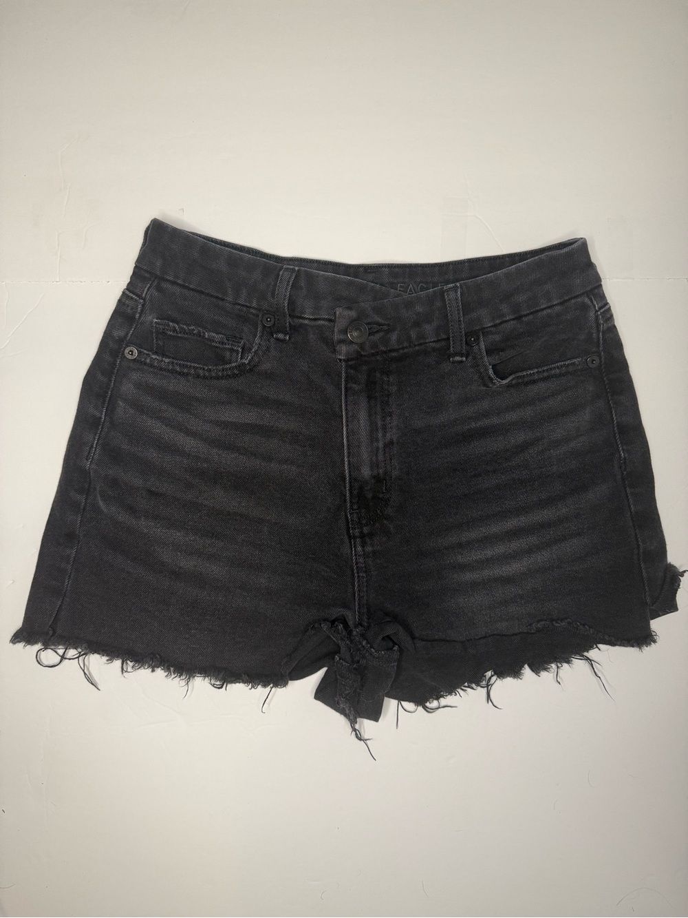 American Eagle Outfitters Black Frayed Hem Denim Shorts